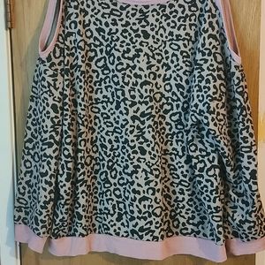 Leopard Cold Shoulder w/Contrast Ribbing